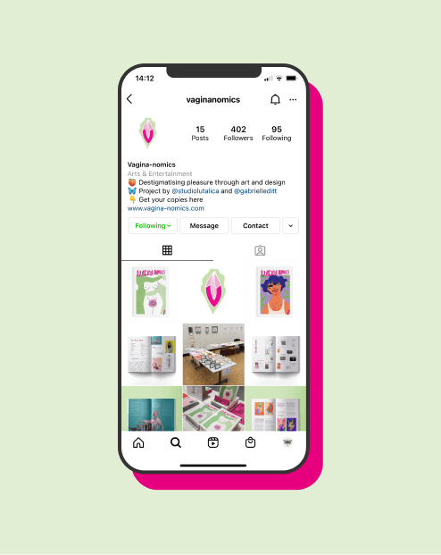 An infographic showing the Instagram account of the Vagina-nomics.