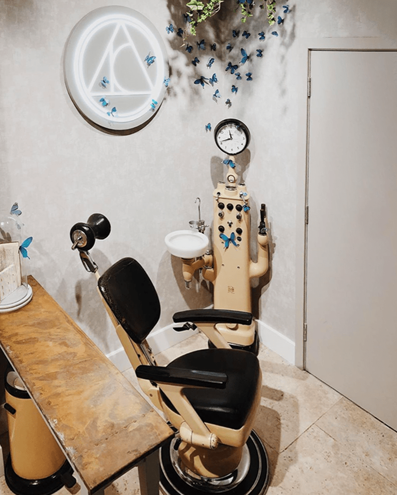 A piercing chair in a room.