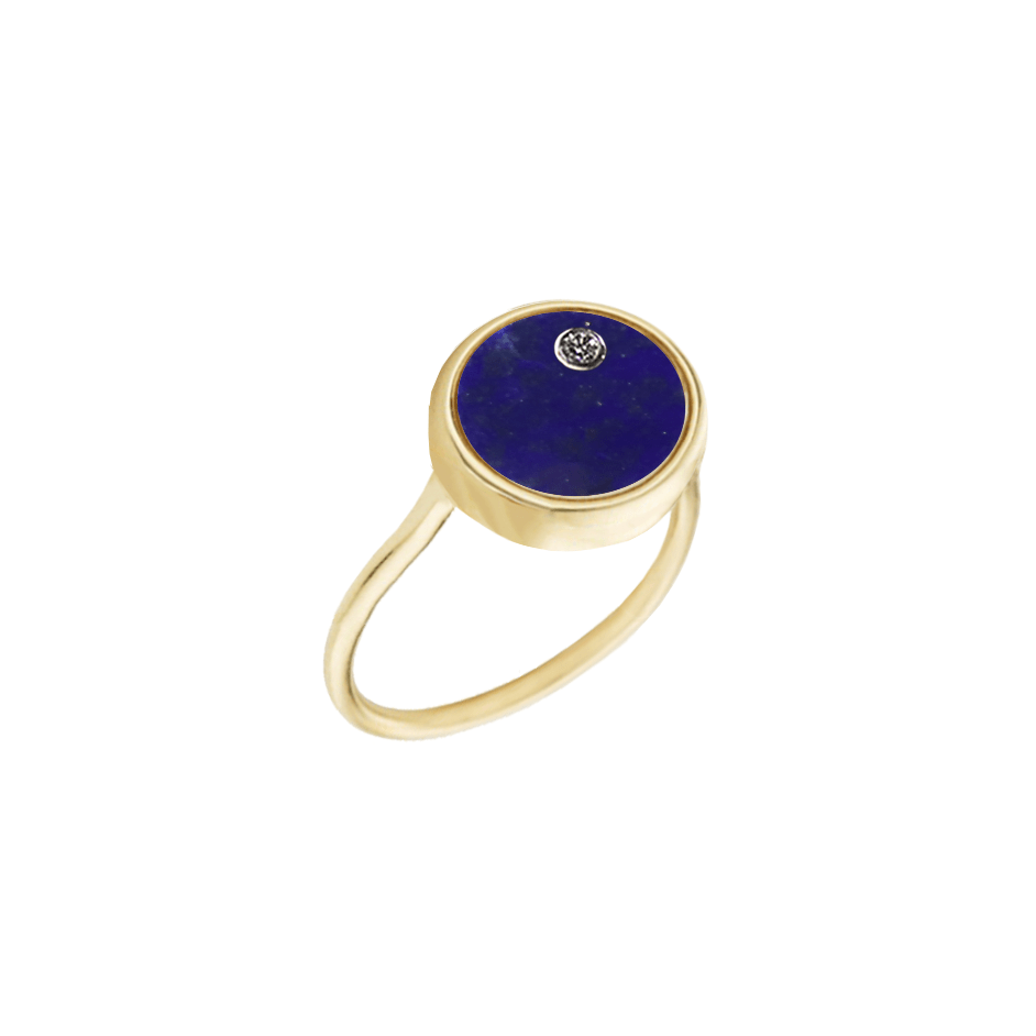 Virgo ring in dark blue and gold colors.