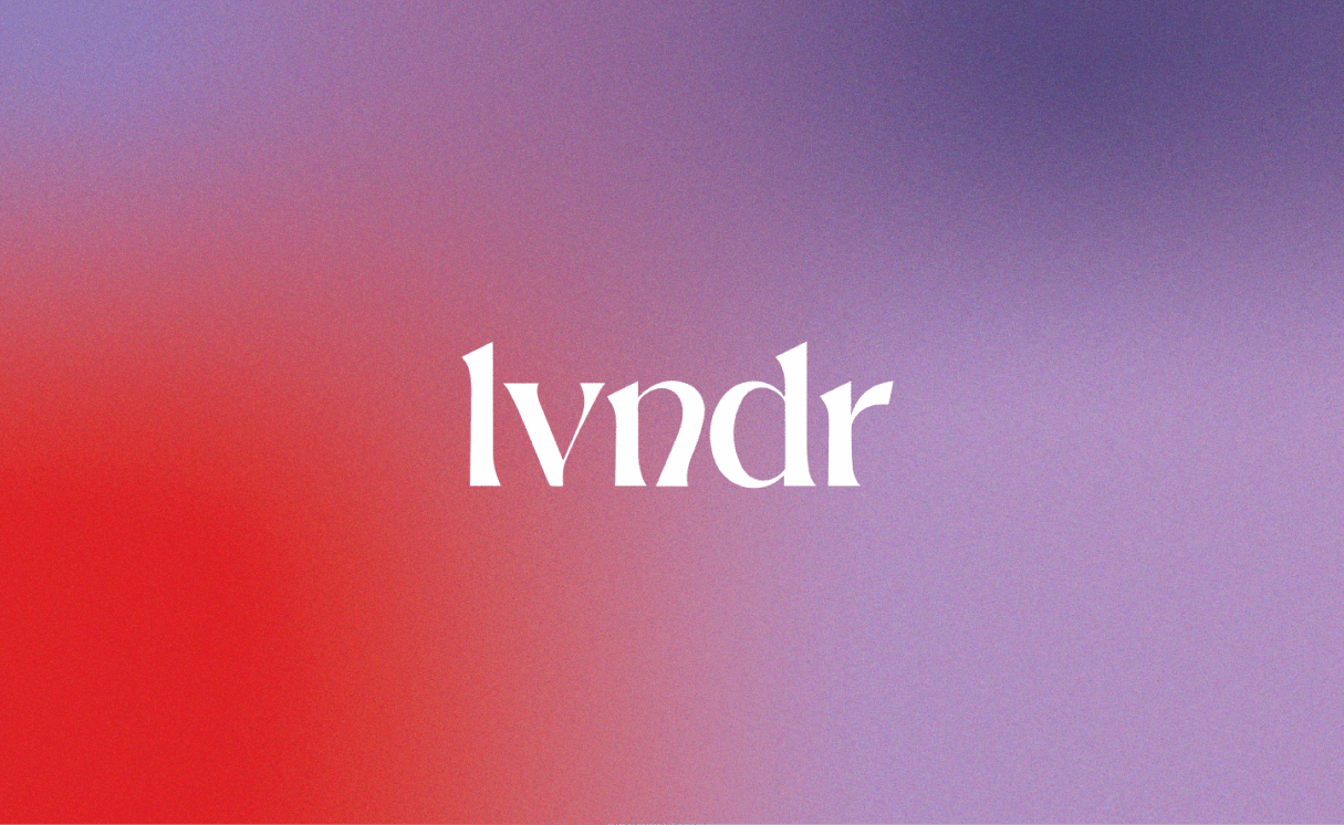 lvndr white logo on a red and purple gradient background