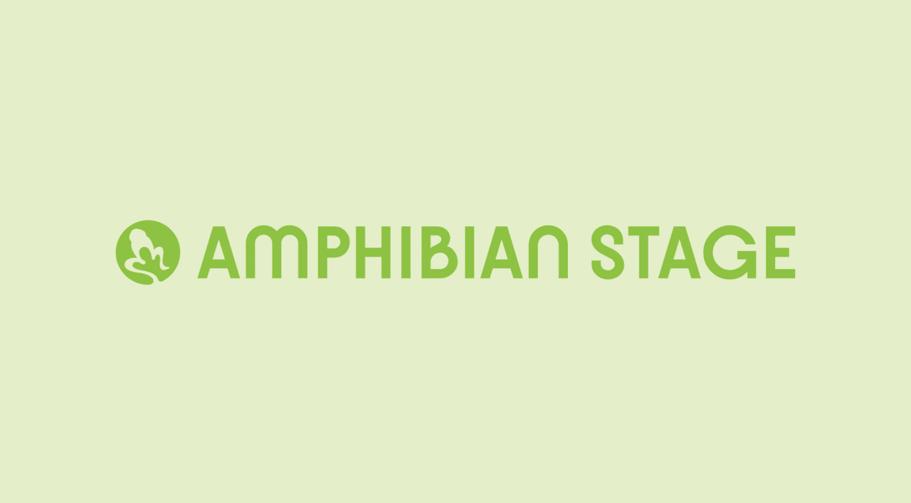 Green Amphibian Stage logo on a lighter green background