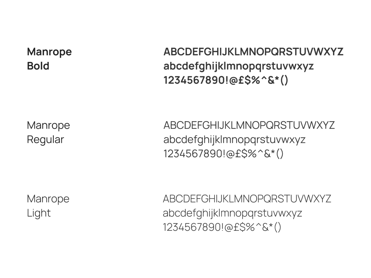 Fonts for LGBTBE including Manrope Bold, Manrope Regular and Manrope Light