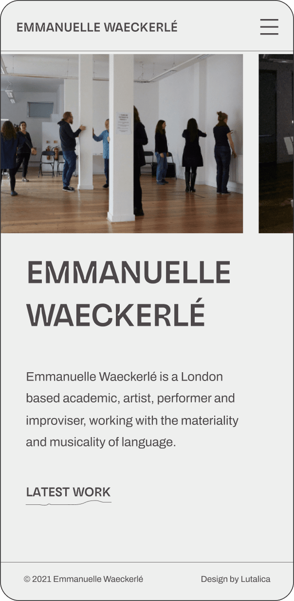 Light mode homepage of Emmanuelle Waeckerlé's website on mobile