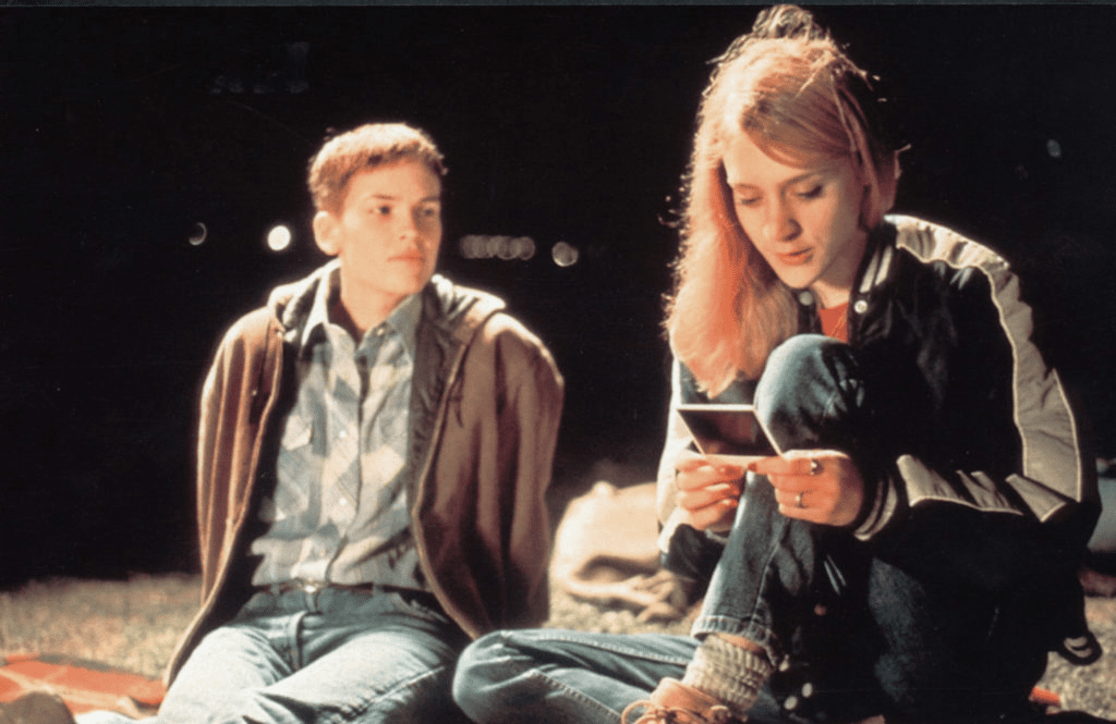 still of Brandon Taylor and love interest played by Chloe Sevigny in 1999 film Boys Don't Cry