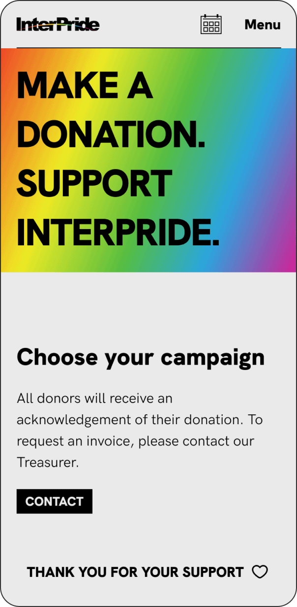 Donation page of InterPride website on mobile