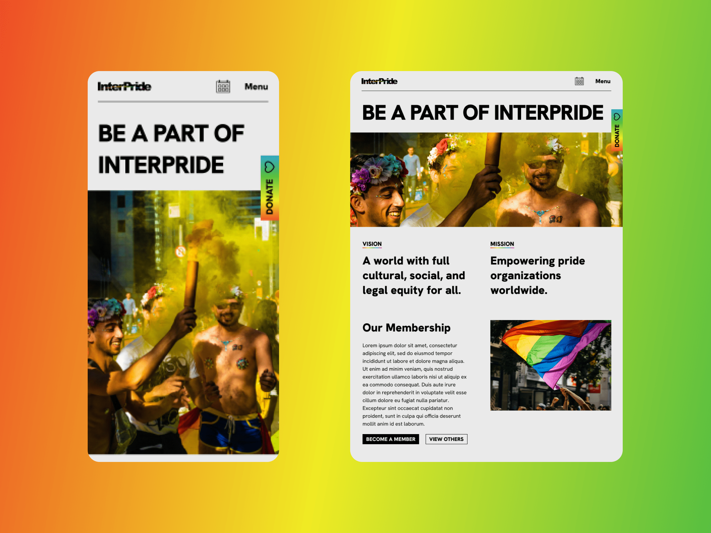 Be a part of InterPride page on InterPride website on mobile and tablet