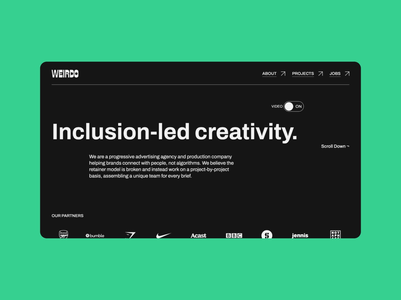 Inclusion page on Weirdo website on desktop