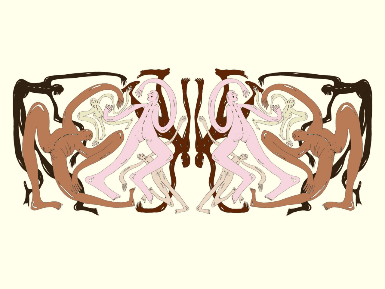 semi-abstract illustration of a series of nude people who aren't stereotypically male or female