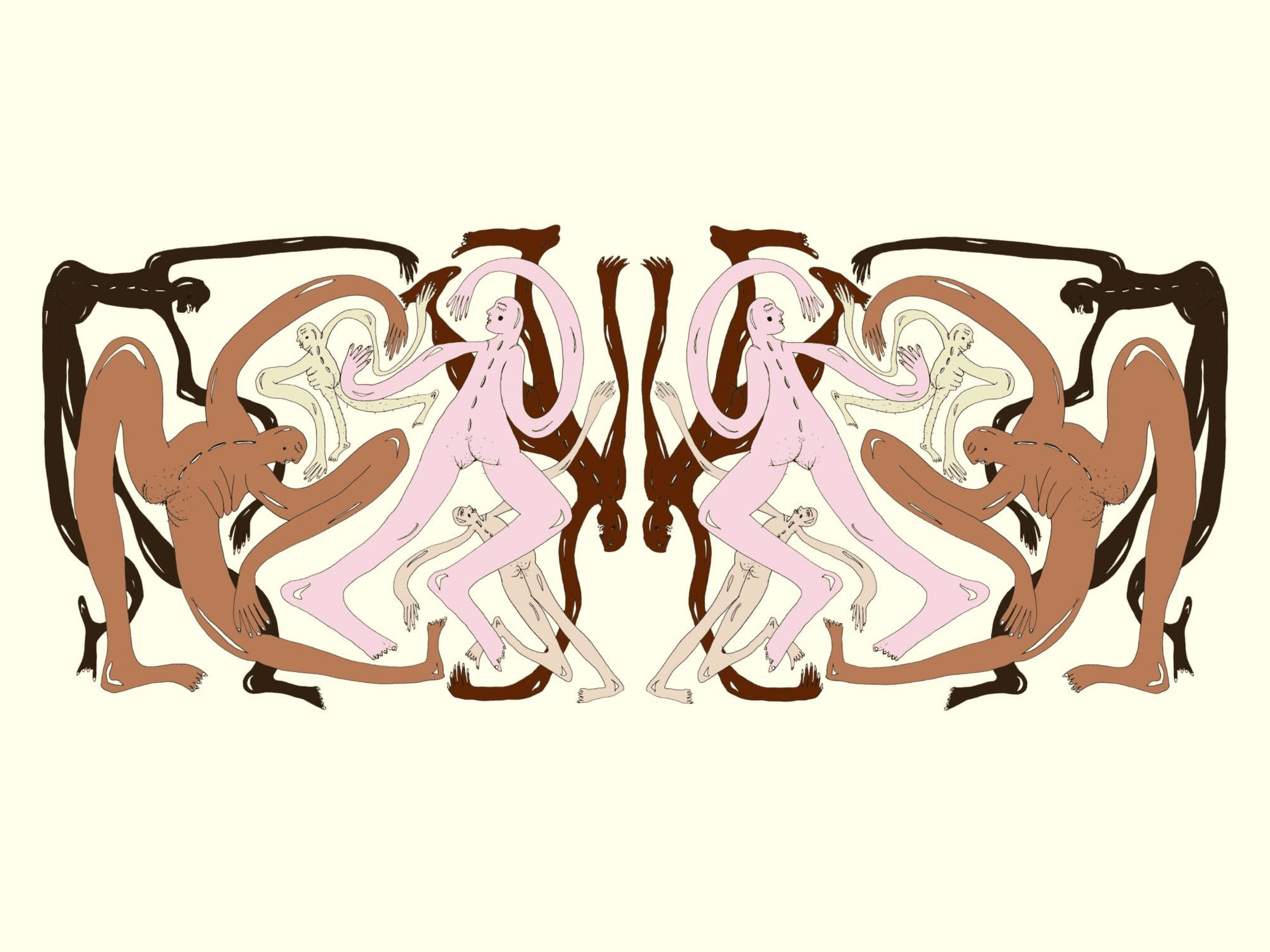 semi-abstract illustration of a series of nude people who aren't stereotypically male or female