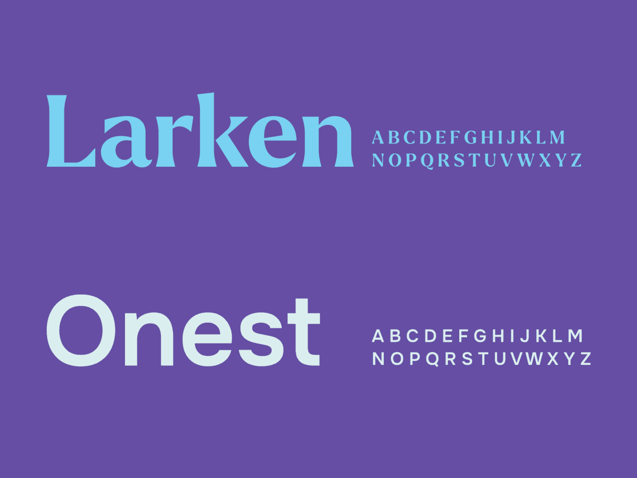 Typography example for titles and body: Larken and Onset respectively