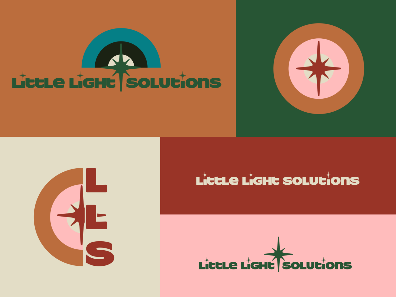 a selection of Little Light Solutions logos for different applications in different colour combintions