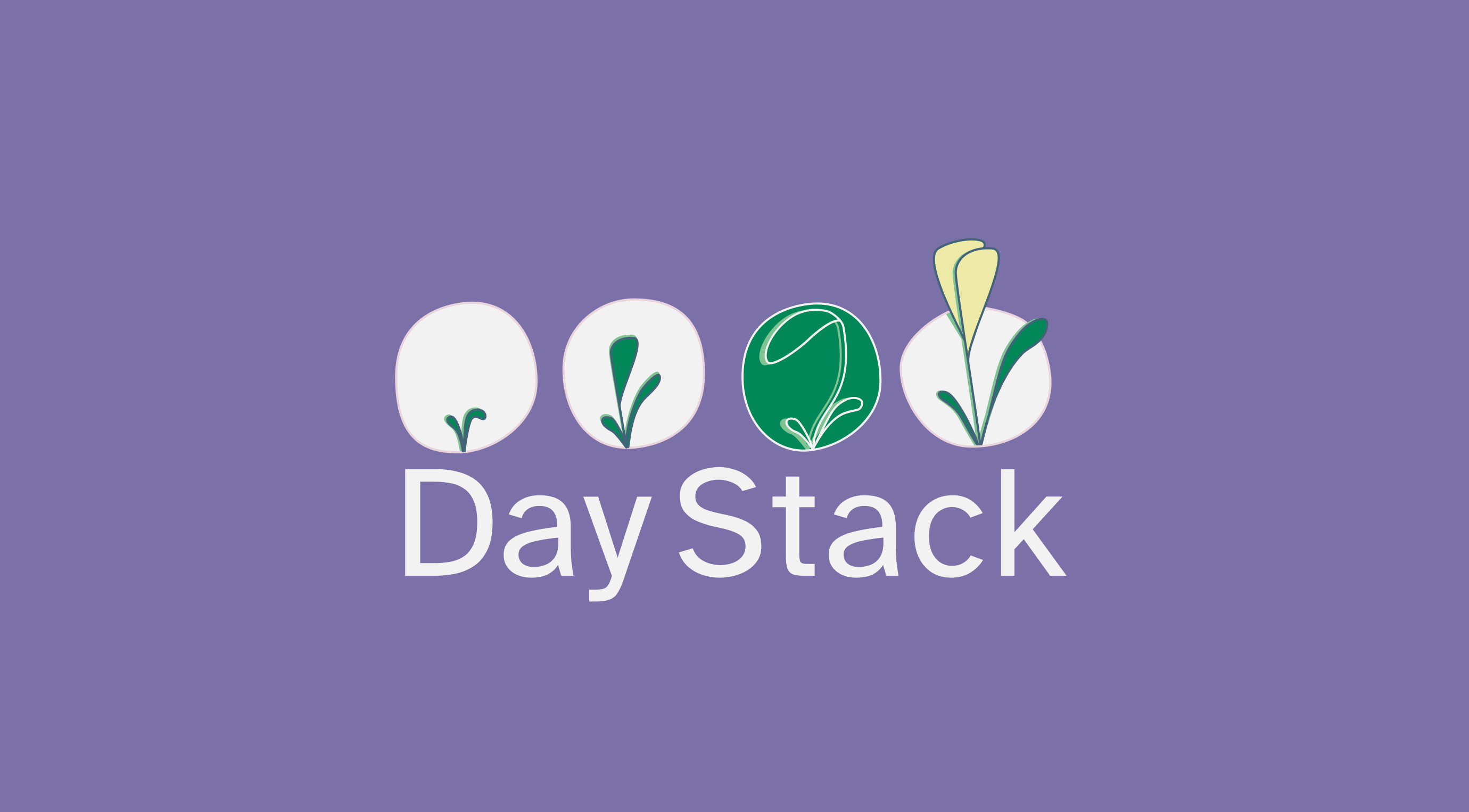 day stack full logo (four icons showing a plant coming into bloom) and branded name in a sans serif font