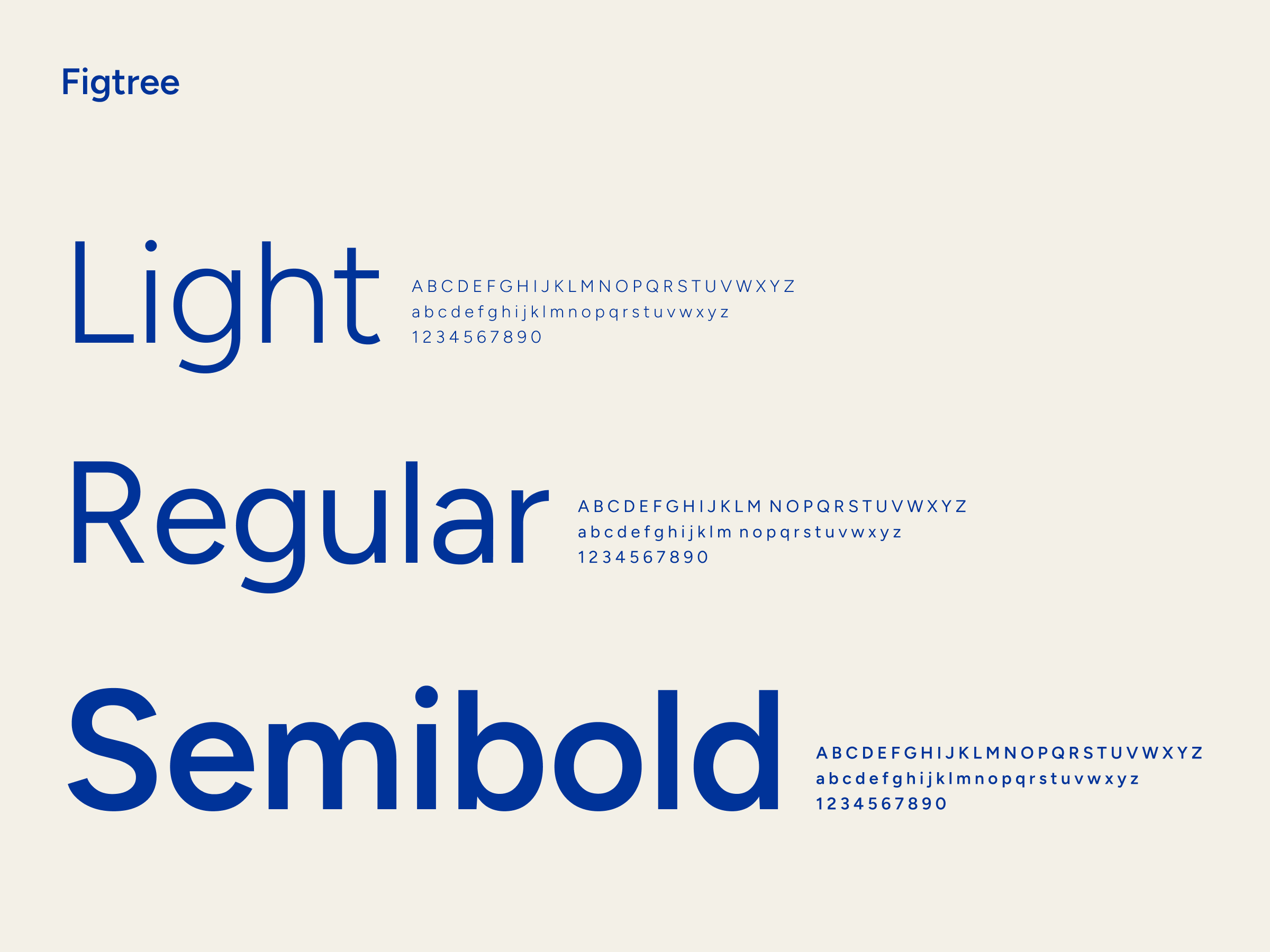 typography examples - the font 'figtree' in light, regular and semibold