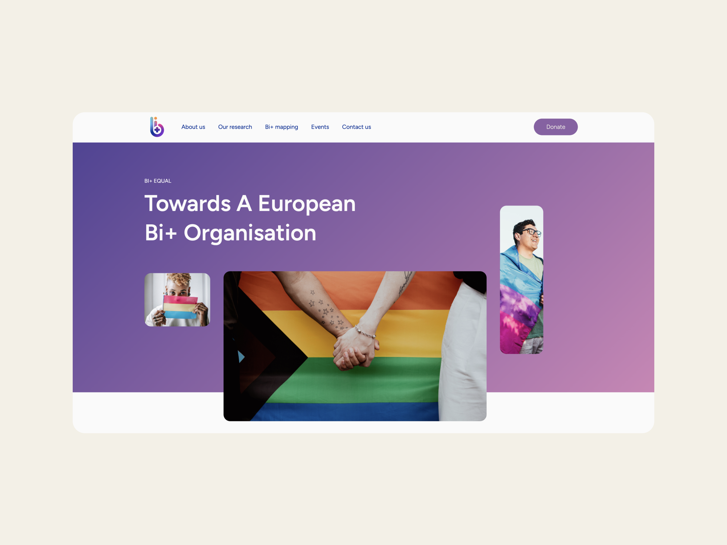 bi+ equal homepage with title reading: Towards a European Bi+ Organisation