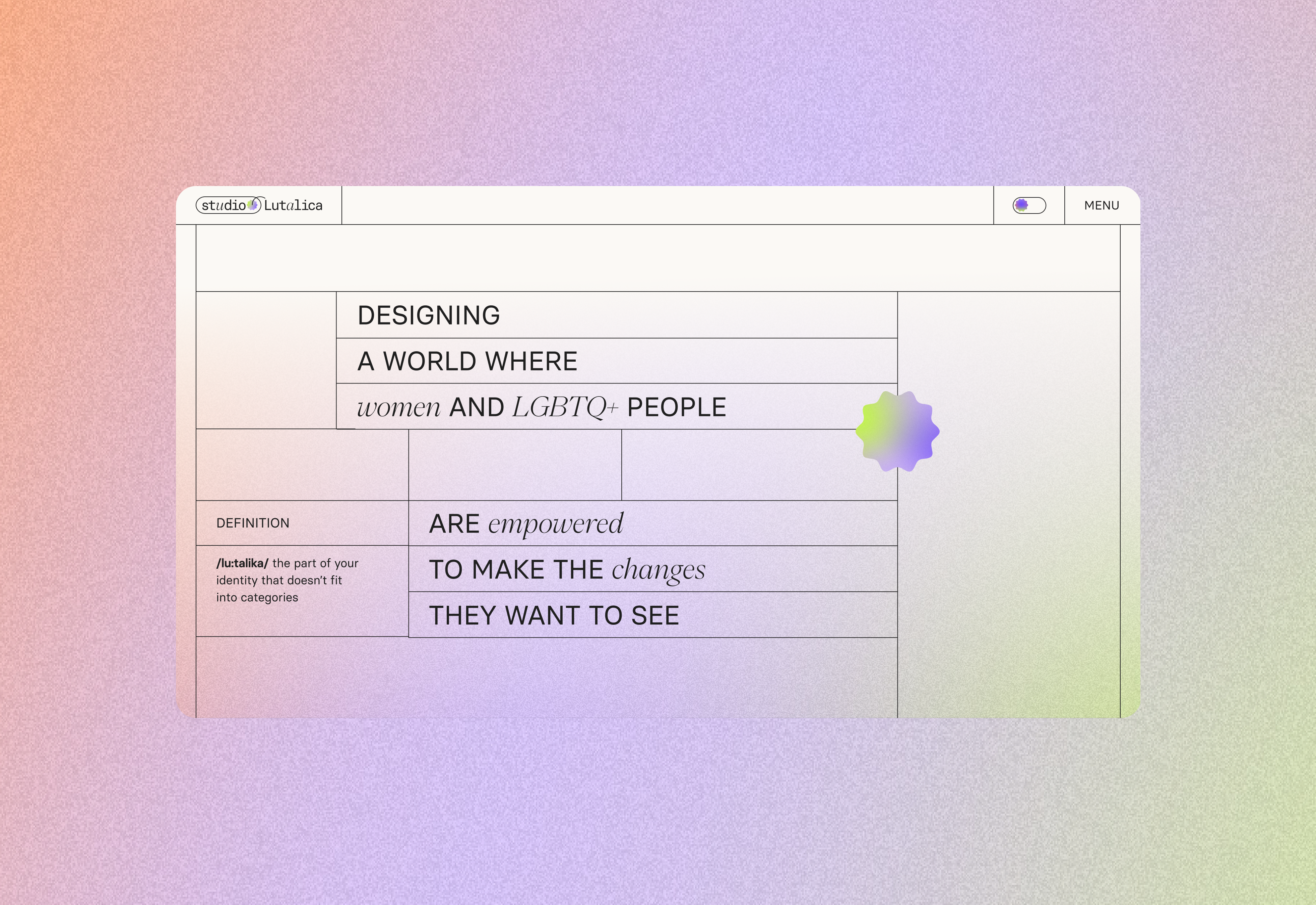 minimalist web design with studio lutalica rainbow gradient